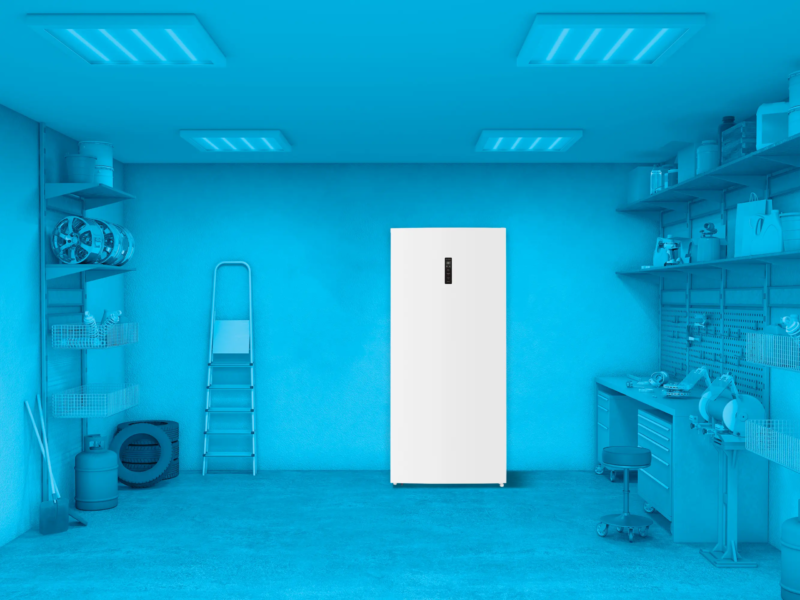 Element 21.2 cu. ft. Upright Freezer in monochrome blue garage environment